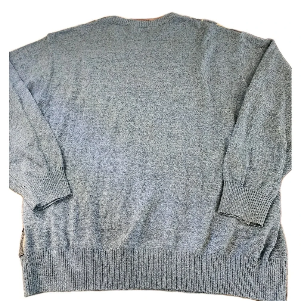 Norm Thompson XL 3D Knit Sweater Blue Beige Geometric Coogi Style Vintage‎ - Picture 3 of 8